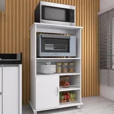 Gabinete Balcão Suporte Multiuso Microondas Com Rodinhas Forno