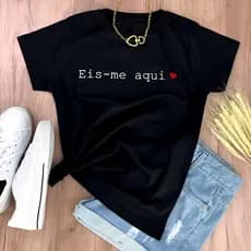 Camiseta Eis-me Aqui Moda Evangélica T-shirt Feminina Gospel Estilo e Fé