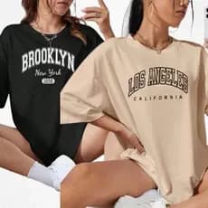 Kit 2 Camisetas Femininas Fitness e Casual 100% Algodão Look Academia e Dia a Dia Muito Confortável