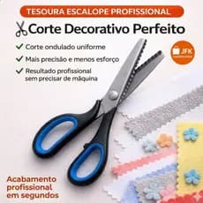Tesoura Escalope  Profissional Costura Criativa Aço Inoxidável Ergonômica P/ Acabamento Em Tecidos E Scrapbook