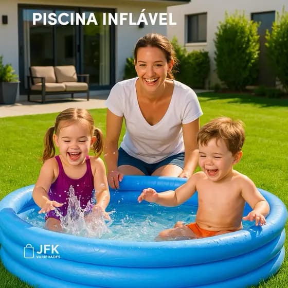 Piscina de Criança Inflável 140 Litros Para Verão Quintal Lazer Infantil Banho de Sol Colorida Resistente140L 3 Anéis
