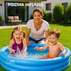 Piscina de Criança Inflável 140 Litros Para Verão Quintal Lazer Infantil Banho de Sol Colorida Resistente140L 3 Anéis