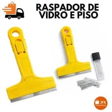 Raspador Multiuso de Vidro e Piso Remove Cola Tinta Adesivo Profissional para Faxina Obra com Lâmina de Aço Extra Reserv