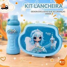 Kit Lancheira  Escolar Infantil Completa Marmita Talheres e Garrafa Para Crianças Levar Lanche Creche Passeio Resistente