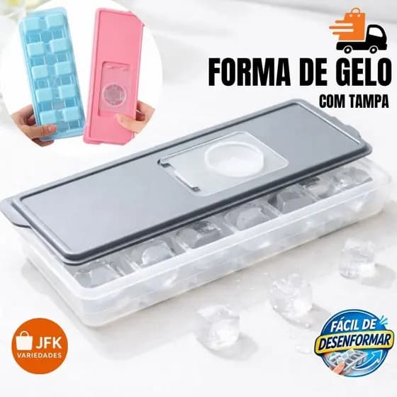 Forma de Gelo  Silicone com Tampa Enche e Solta Fácil sem cheiro -Livre BPA Cores Sortidas