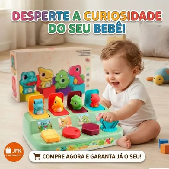 Brinquedo Pop-Up Animal Sensorial Montessori Bebê Aprender Cores e Formas Desenvolvimento Infantil para Casa e Viagem