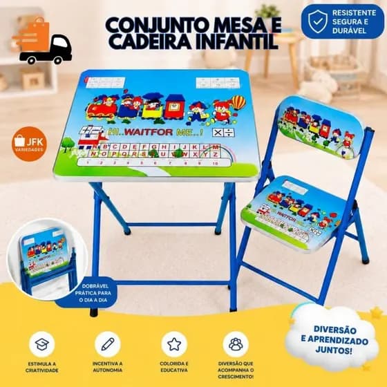 Conjunto Mesa E Cadeira Infantil  06 Cores Divertidas