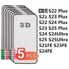 Kit 5PCS 3D Vidro Para Samsung  S24Plus/S25Plus S23Plus S25Fe S24Ultra S23Plus S22Plus S24 S25 S25Ultra S23Fe