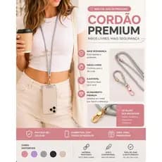 Cordão 2/1 Celular Pescoço Ajustável Anti Queda Suporte Universal iPhone Samsung Premium