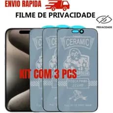 Película Privacidade iPhone Anti Espião Cerâmica Fosca 3D Proteção Total Kit 3/5 Peças