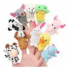 Fantoche De Dedos Dedoches Animais De Pelúcia - 10 Unidades VAQUINHA LEÃO PATINHO CACHORRINHO TEATRO INFANTIL