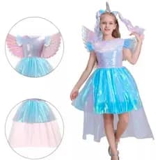 Fantasia Feminina Infantil Luxo Unicornio Completa Promoção
