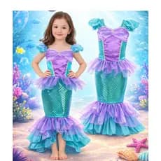 Fantasia Feminina INfantil Sereia Luxo Vestido COmpleta
