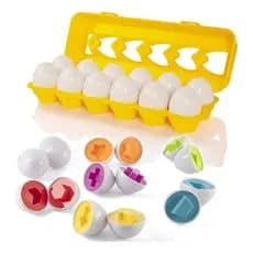 Brinquedo Educativo Jogo Encaixe Cartela 12 Ovos Coloridos Montessore COLORIDOS