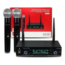 Microfone Sem Fio Duplo Profissional Tomate MT-2210 UHF Alcance 60m Igreja Palestra Karaokê