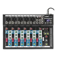 Mesa de Som Lelong LE-709 7 Canais Bluetooth USB MP3 Equalizador Phantom Power Profissional Karaokê Gravação