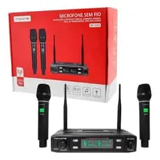 Microfone Sem Fio Tomate MT-2302 Profissional Duplo UHF Receptor