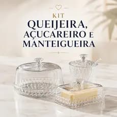 Kit Açucareiro Queijeira Manteigueira Mesa Posta 3 Peças Plasútil Presente de Natal