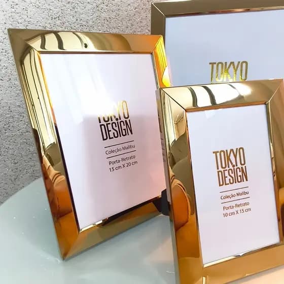 Porta Retratos Aço Inox com Vidro Rose Dourado Prata