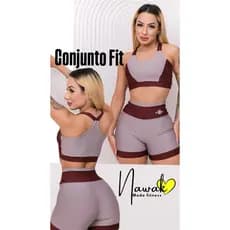 Conjunto Fit feminino, Top com bojo, conjunto fitness baratex, tamanho M