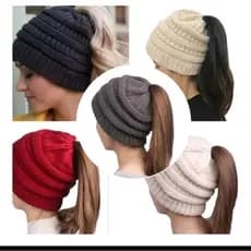 Touca Feminina Gorro  de Lã Inverno Toca  Para Rabo de Cavalo