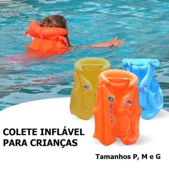 Boia Colete Inflavel Infantil Piscina Salva Vidas Flutuador Criança Bebê Unissex P M G Lago Praia Promoção Verão