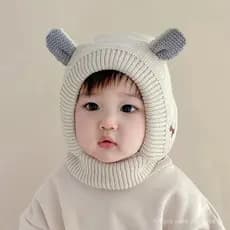 1 Peça Gorro de Inverno Infantil com Bordado Fofo de Filhote de Cachorro e Desenho de Orelha, Boné de Malha Cartoon para