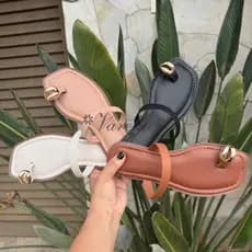 Sandalia Feminina Rasteirinha Anel Dedo com Elastico Flat ajustavel Leve e Confortavel 2026