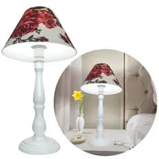 Abajur Vintage Em Madeira Na Cor Branco
