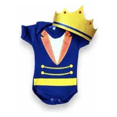 Body Bebê Príncipe + Coroa temático mesversario Bori