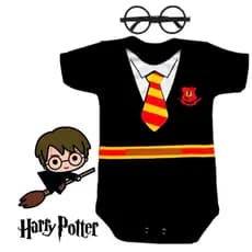 Body Bebê Harry Potter + Óculos Mesversario Tematico