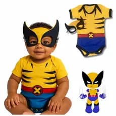 Body Temático Wolverine + Máscara Fantasia