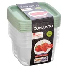 Potes Quadrados Graduados 600 ml Leve 5 e Pague 4 Super Resistente/Organização Cores Sortidas