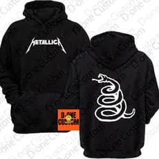 Moletom Estampado Banda de Rock Metalica com Logo de Cobra Heavy Metal Com Capuz Homenagem