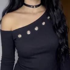 Blusa feminina ribana ALGODÃO com recorte no ombro detalhes em ilhós niquelado Y2KD