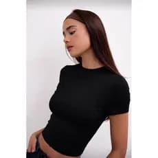 Baby tee feminina - Blusa feminina Slim Fit manga curta camiseta academia