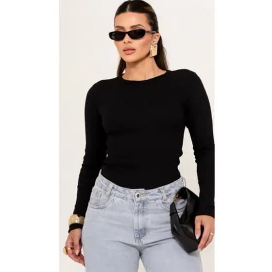 Blusa feminina manga longa gola segunda pele suplex outono/inverno