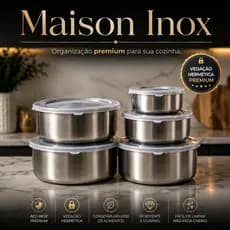 Kit 5 Potes Herméticos de Inox para Cozinha | Vedação Premium Maison Inox™