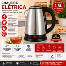 Chaleira Eletrica Inox Capacidade 18 Litros Potencia 1000 Watts Rapida Aquecimento
