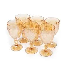 Conjunto 6 Taças Vidro Transparente Design Diamond Capacidade 325ml Luxo
