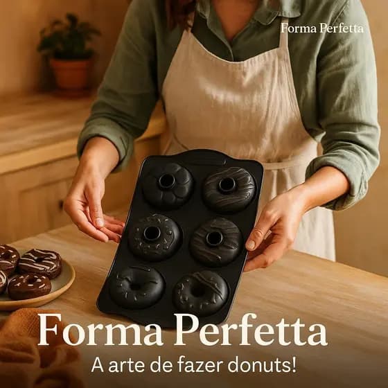 Forma Silicone Antiaderente Donuts 6 Cavidades Cozinha Prática