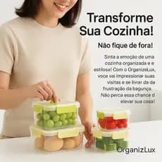 Conjunto de Potes de Plástico com Tampa 5 Peças Organizador Cozinha