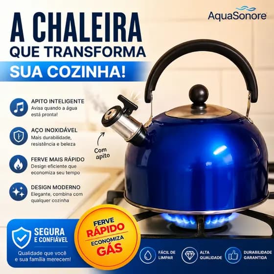 Chaleira Inox Apito 2,5 Litros Design Moderno Elegante