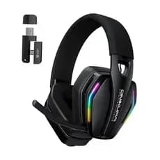 Headset Gamer Profissional Sem Fios Onikuma GT826 Bluetooth 5.4 Wireless USB Type-C 2.4Ghz P3 USB LED RGB 60 Horas Preto