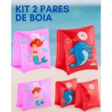 Kit 2 Pares de Boia de Braço Infantil p/ Piscina até 30kg Menino Menina