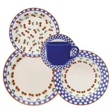 Aparelho Jogo de Jantar e Chá 30 Peças Jardim de Cerejas Jogo Pratos e Xícaras Oxford Biona
