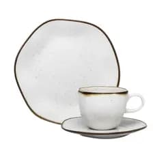 Kit 6 Prato Sobremesa 6 Xícaras De Chá Com Pires Ryo Maresia Oxford Porcelanas