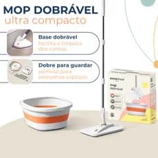 Mop Esfregão Balde Retrátil Compacto Dobrável Giratório Com Refil Microfibra