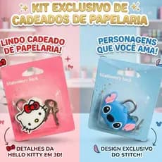 Cadeado Infantil Pequeno com Chave Personagem Stitch Hello Kitty Colorido Mala Mochila Estojo Diário