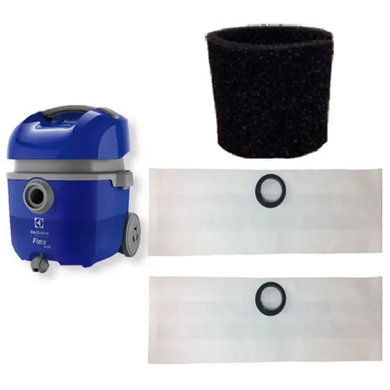 3 Saco + Filtro Permanente para Aspirador de Pó Electrolux Flex 1400